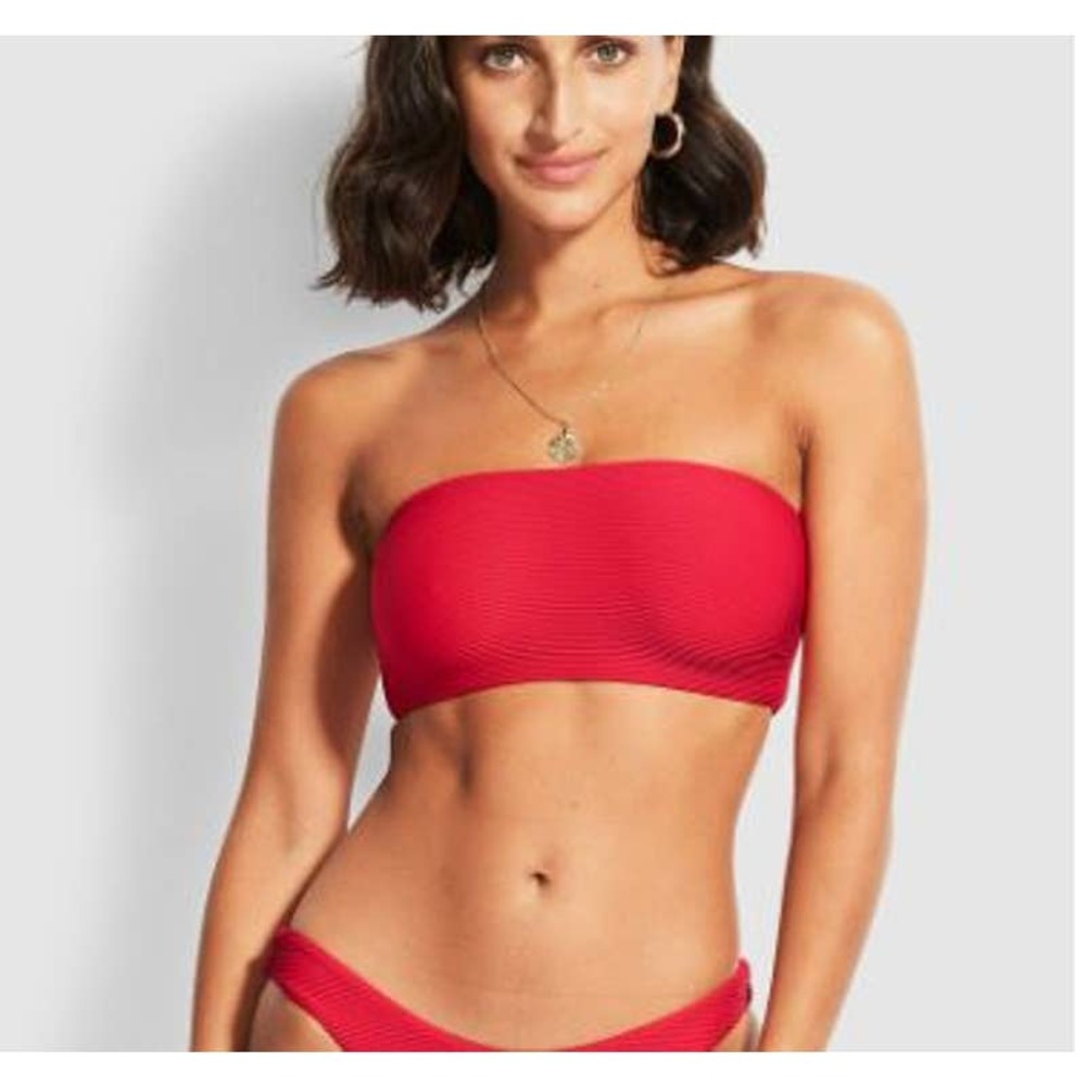Seafolly Essential Tube Bikini Top NWT Chilli Red Women's Size 6 NWT
